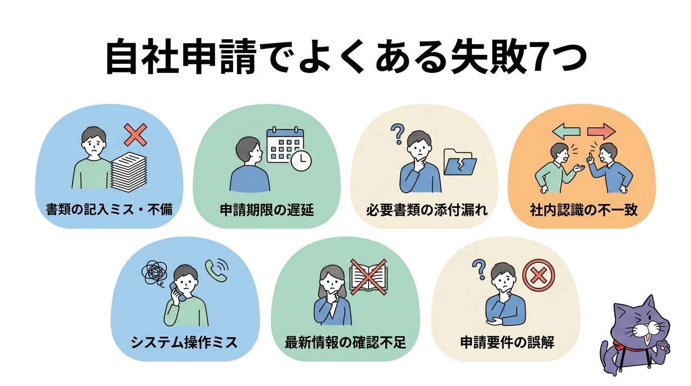 建設業許可の自社申請でよくある失敗のイメージ