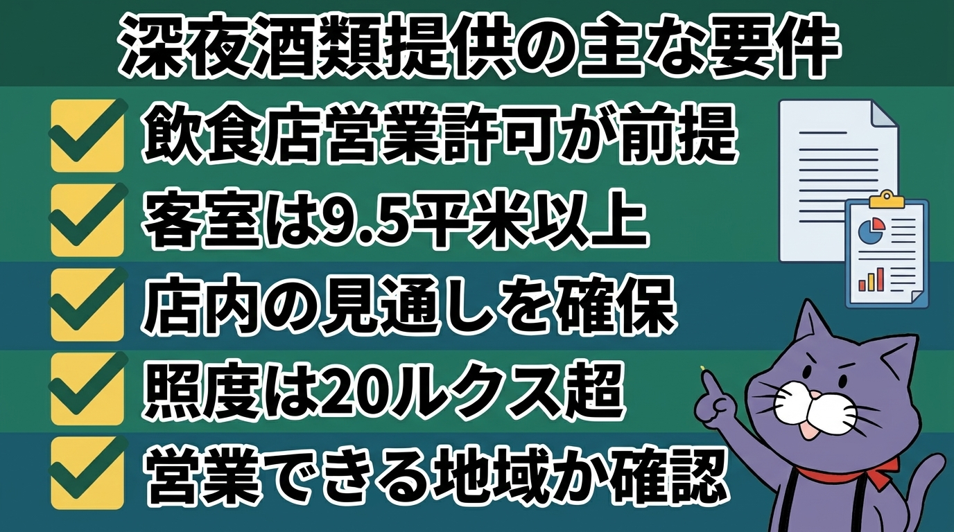 深夜酒類提供の届出に必要な主な要件チェック
