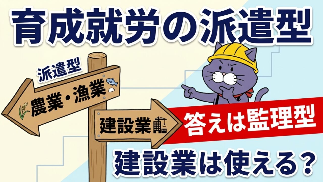 育成就労の派遣型は建設業で使えるか（農業漁業は派遣型・建設業は監理型）を解説するアイキャッチ