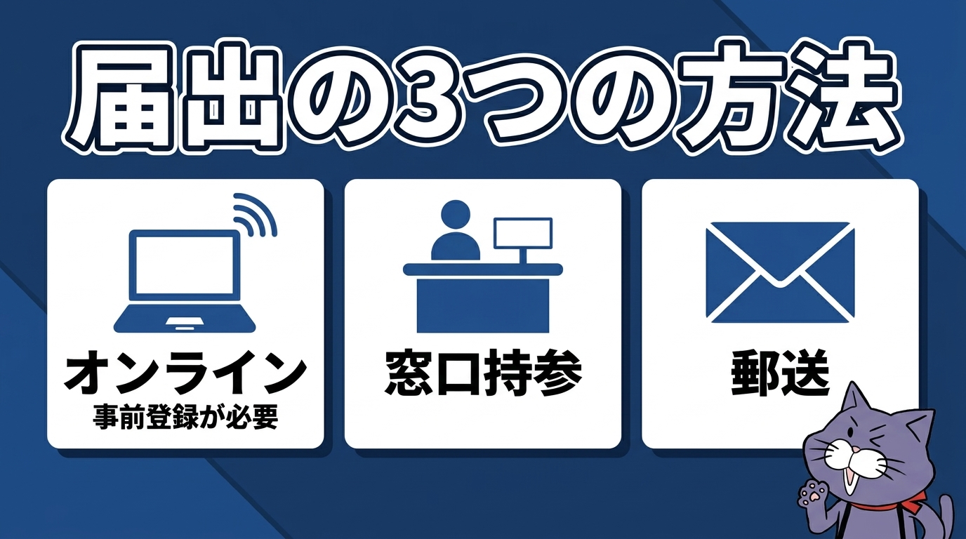 特定技能の定期届出の3つの提出方法（オンライン・窓口持参・郵送）