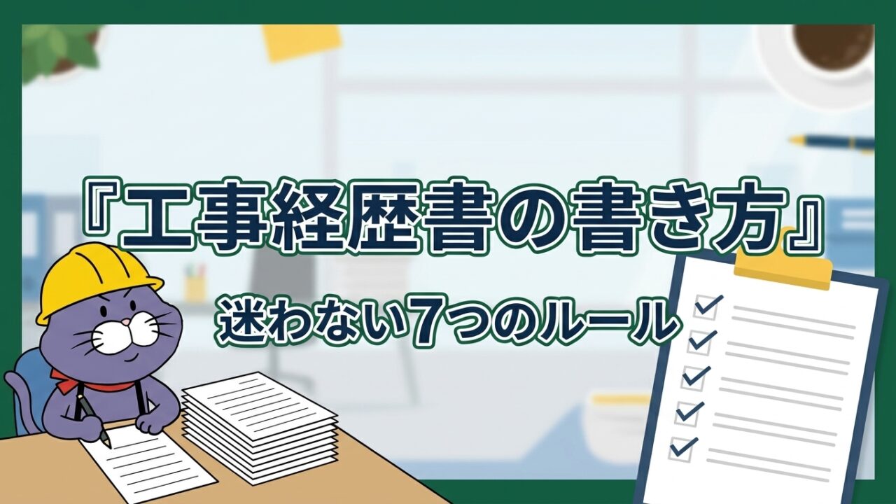 工事経歴書の書き方 迷わない7つのルールを解説する記事のアイキャッチ画像