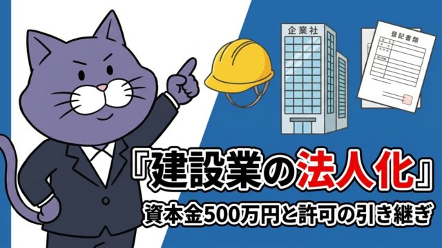 建設業の法人化と資本金500万円・許可の引き継ぎ