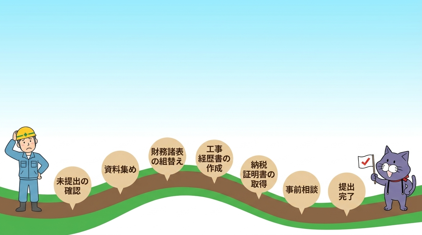 決算変更届の未提出を挽回するための時系列タイムライン図解