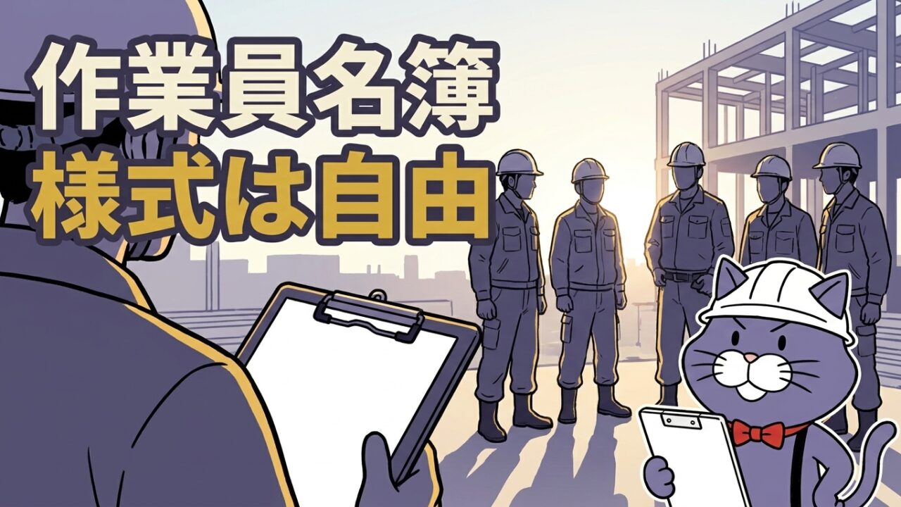 作業員名簿とは。様式は自由で、必ず書く6項目がある