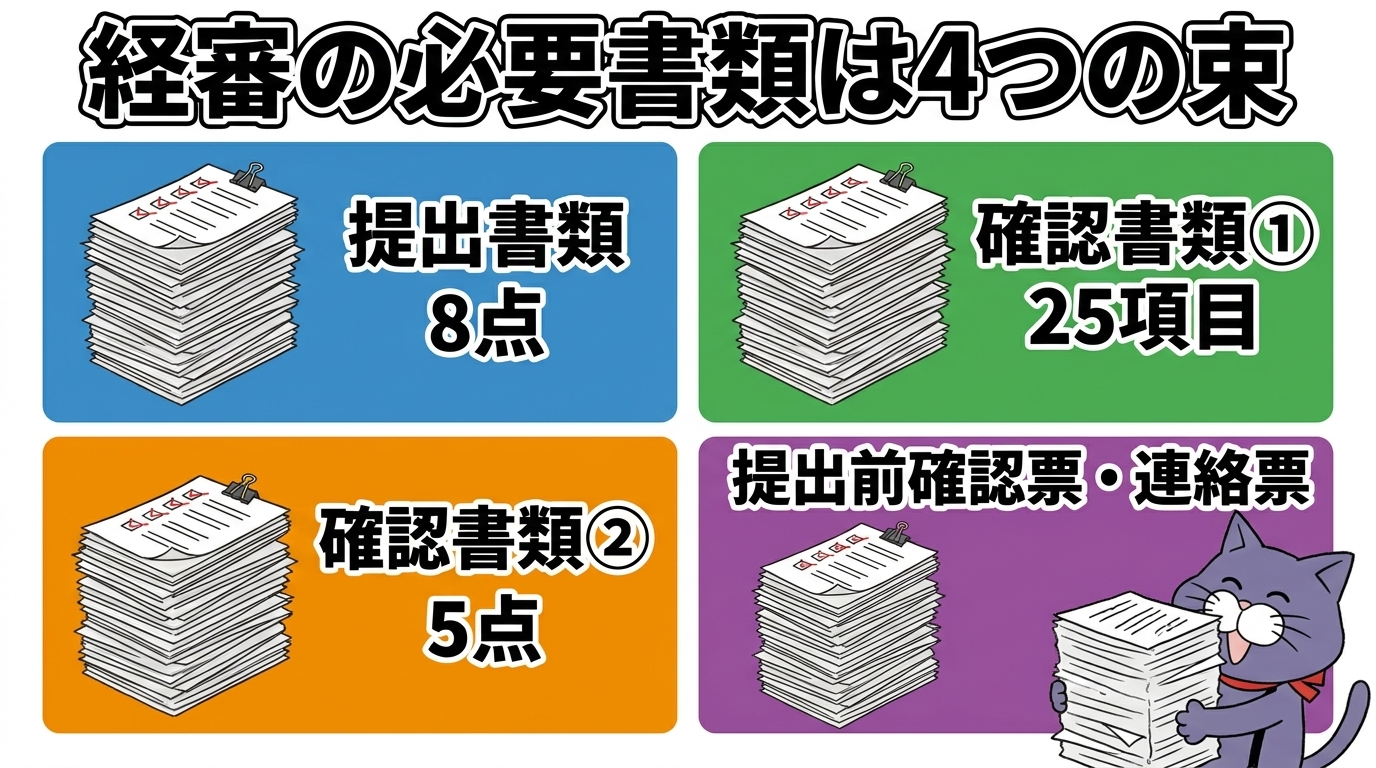 経審の必要書類は4つの束