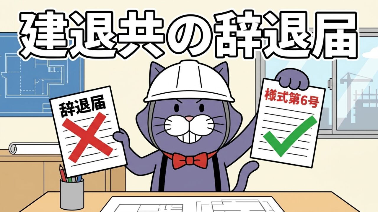 建退共の辞退届は使わず様式第6号で答える、を示すアイキャッチ