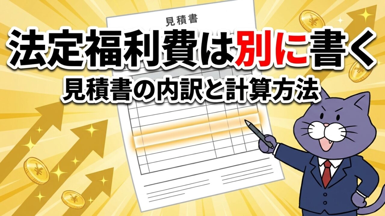 法定福利費は見積書に別に書く。見積書の内訳と計算方法