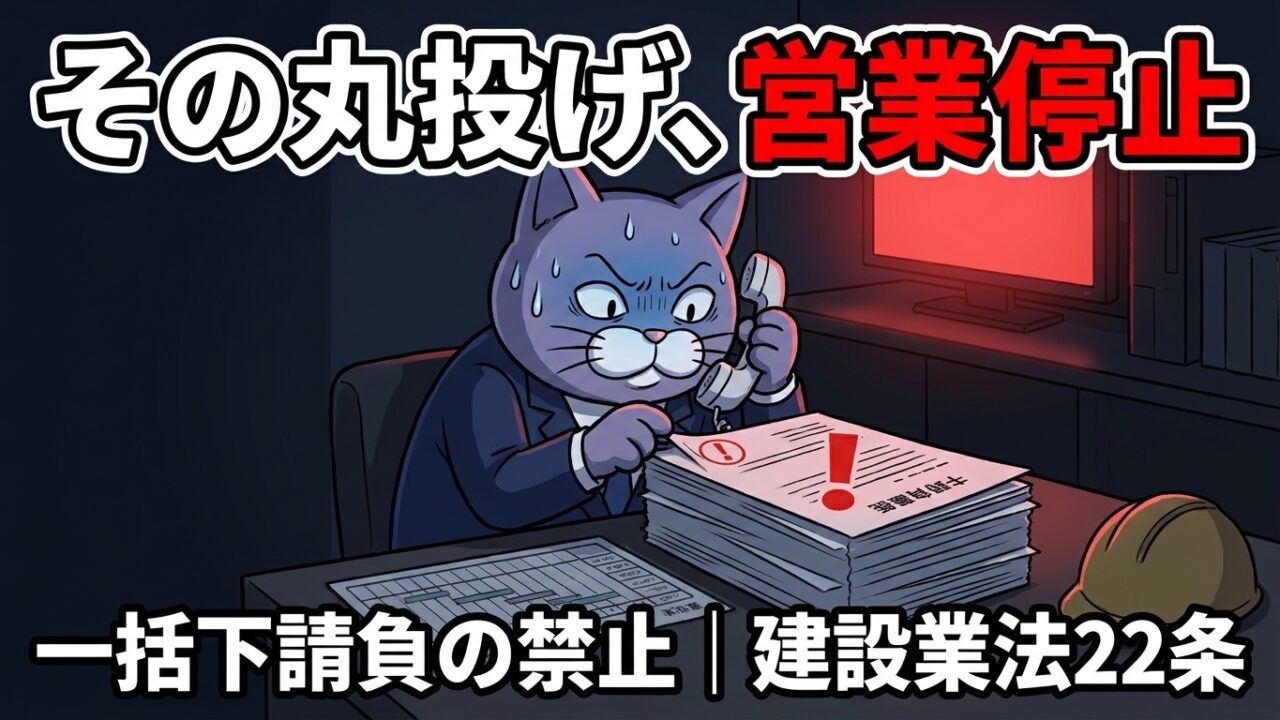 その丸投げ、営業停止｜一括下請負の禁止と建設業法22条