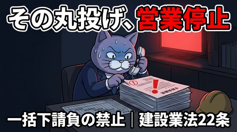 その丸投げ、営業停止｜一括下請負の禁止と建設業法22条